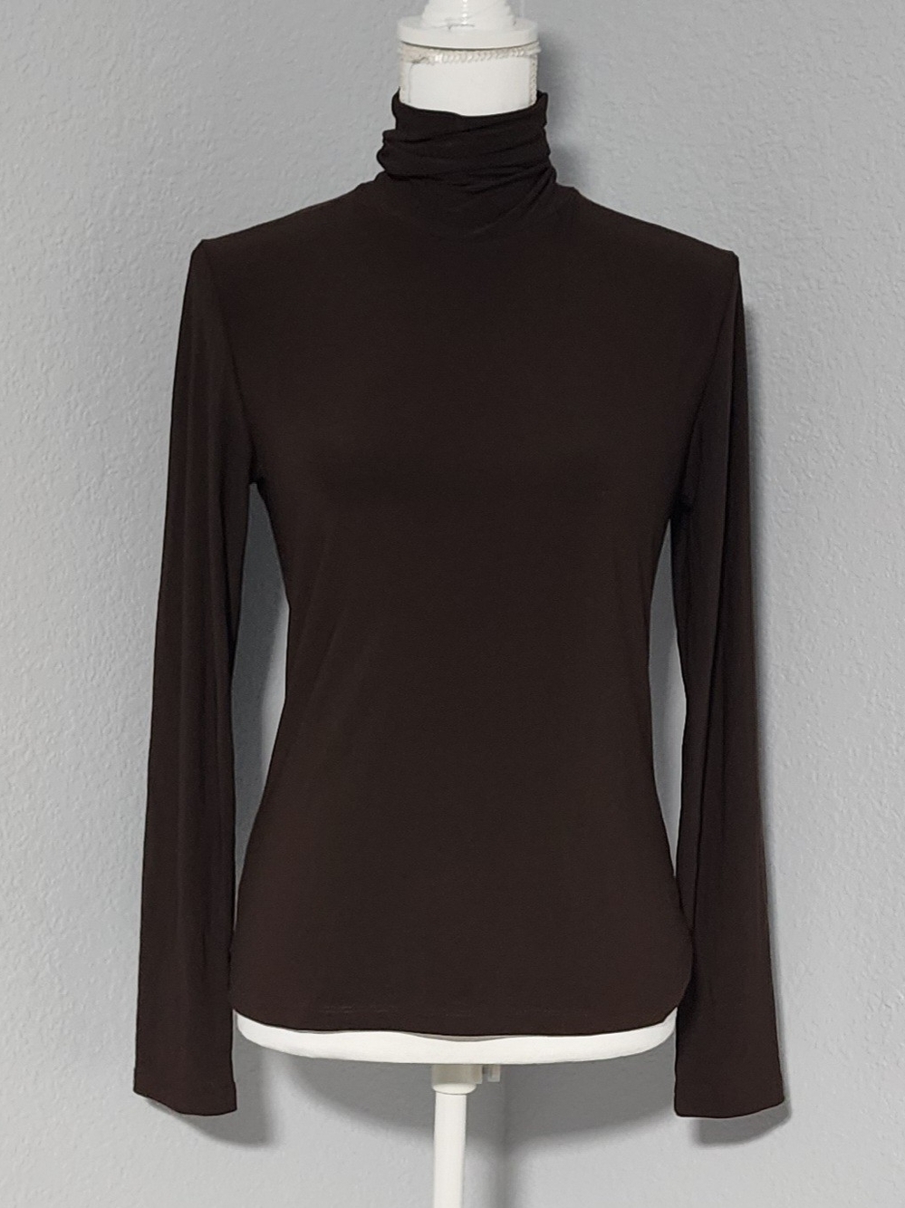 Vintage Y2K Susan Lawrence Brown Mock Neck Turtle Neck Blouse Womens Size Medium